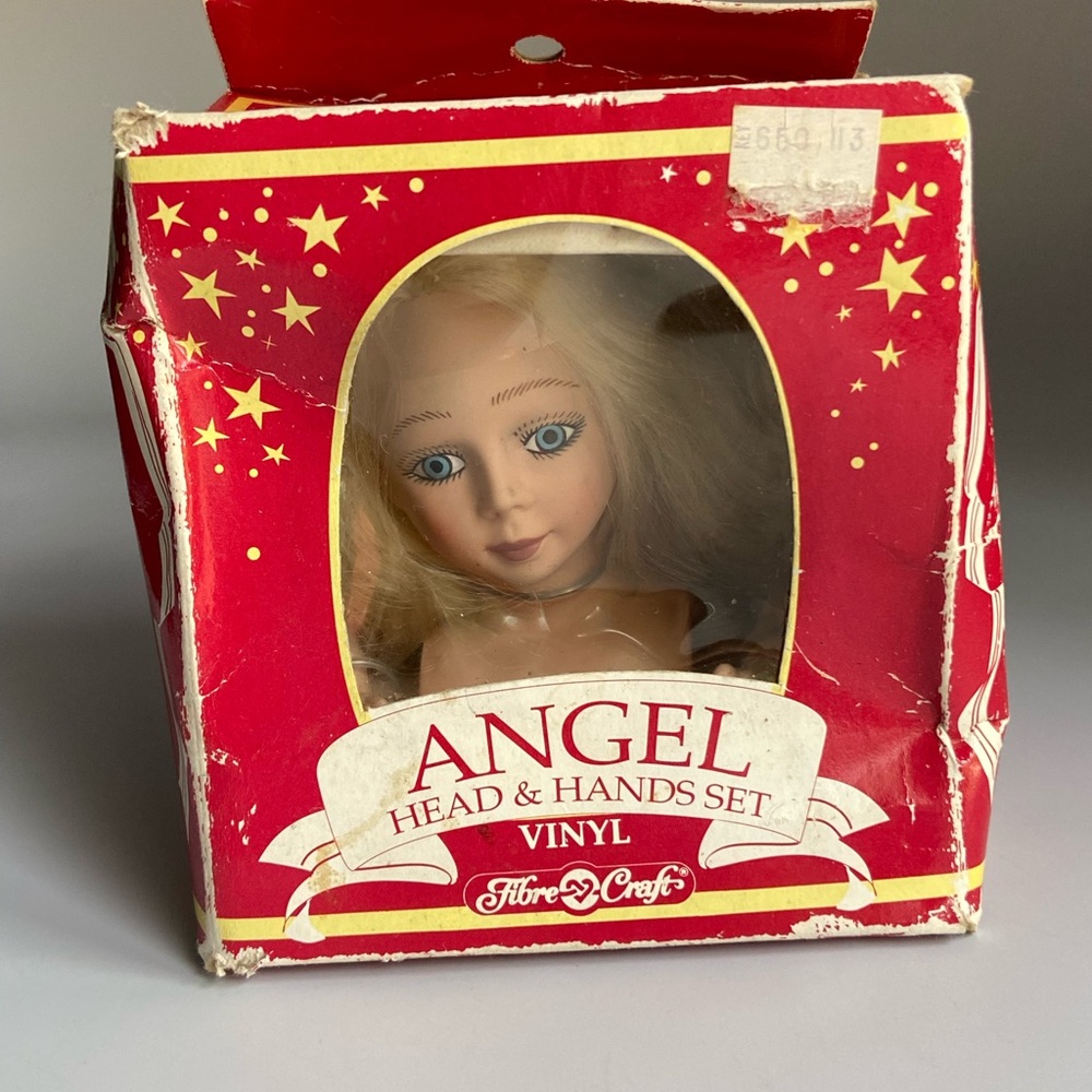 Angel Vinyl Doll Head and Hands in Box